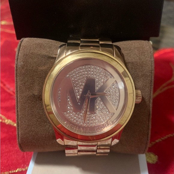 MICHAEL KORS Lennox Pavé Logo Rose Gold-Tone Watch - Picture 3 of 12